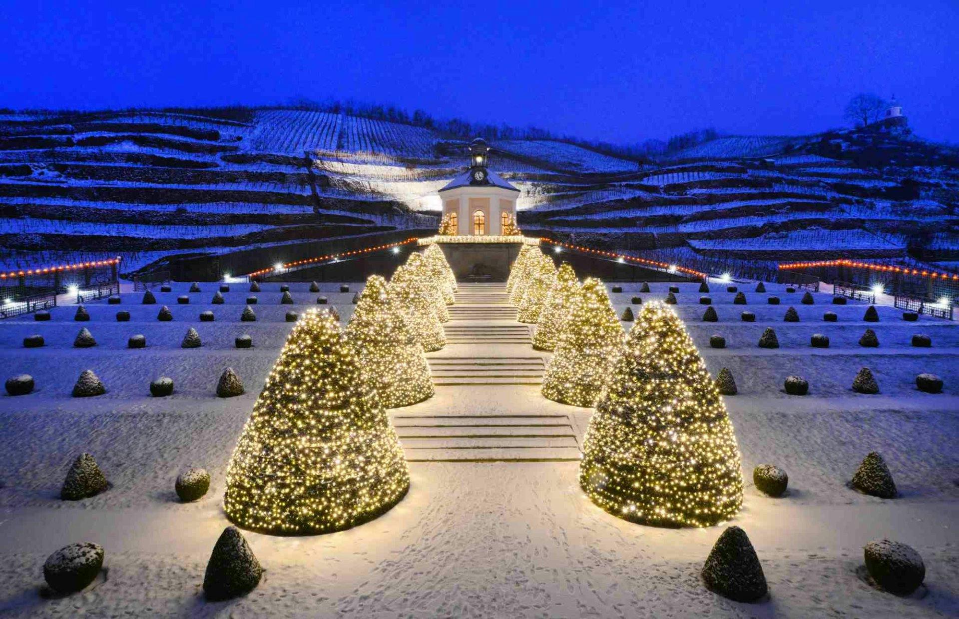 Schloss Wackerbarth im Winter.