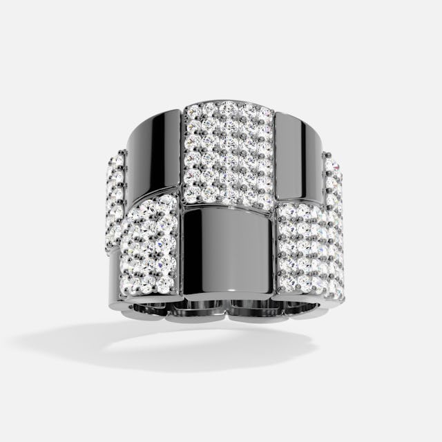 Statement-Pavé-Ring, Sterlingsilber, Ruthenium, 160 Franken.