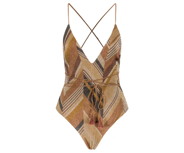 Costume de bain "Uchi" brun/à petits motifs de