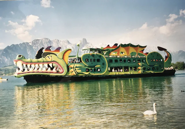 Dank diesem Grossprojekt wurde Heinz von Gunten bekannt: Die BLS beauftragte ihn, das Kursschiff MS Stadt Thun in ein Drachenboot umzuwandeln.