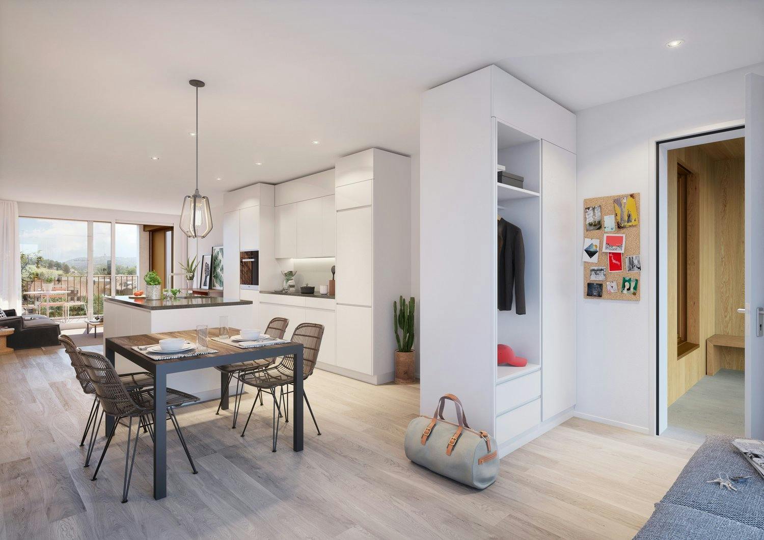 Die Materialien Holz, Beton und Metal in Kupfertönen sorgen für eine warme Stimmung.